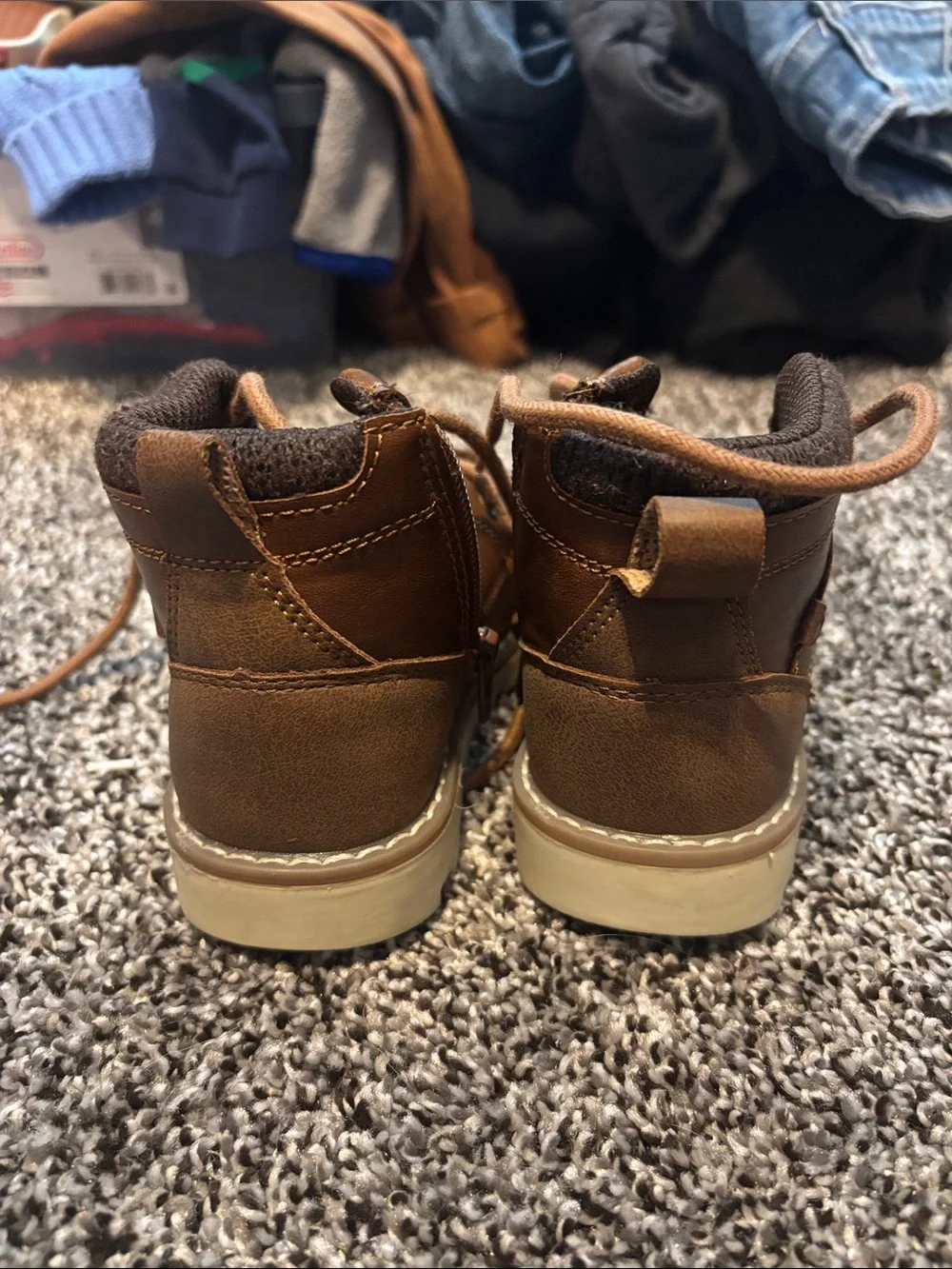 London Fog Kids Tan/Brown Lace-Up Faux-Leather Boots